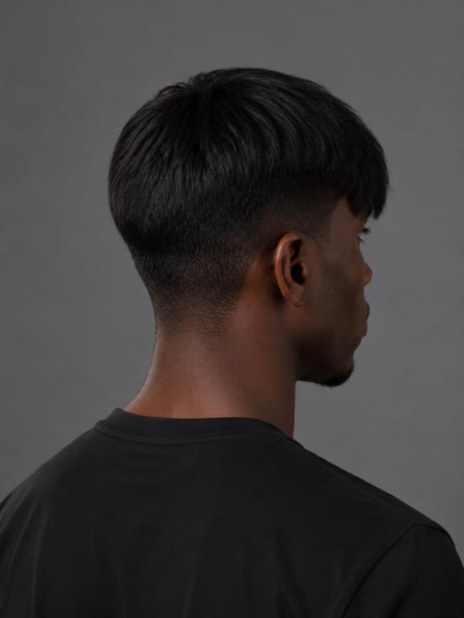 Blunt fringe, back view