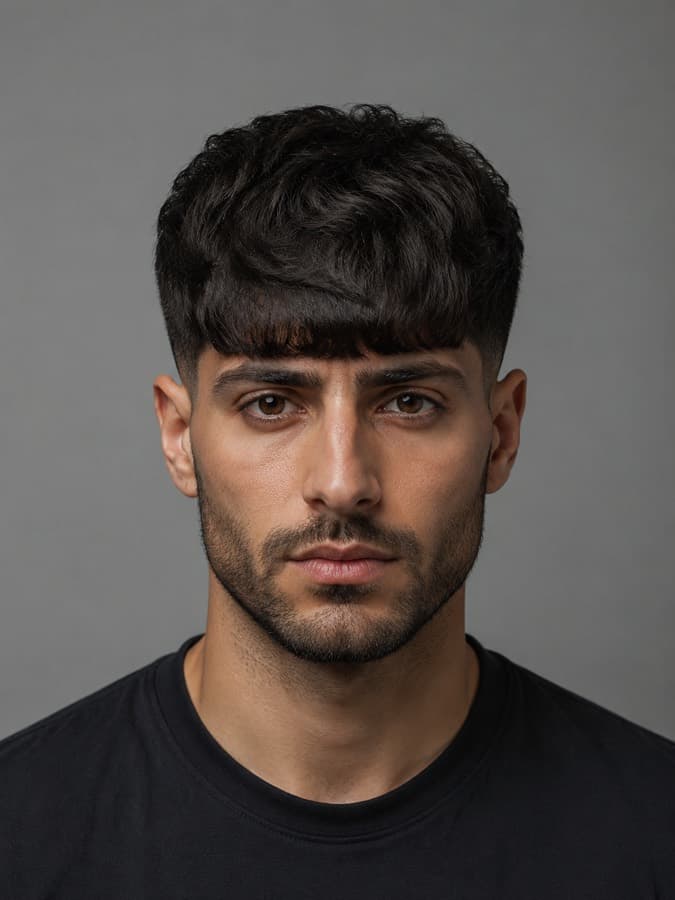 Blunt fringe on wavy hair