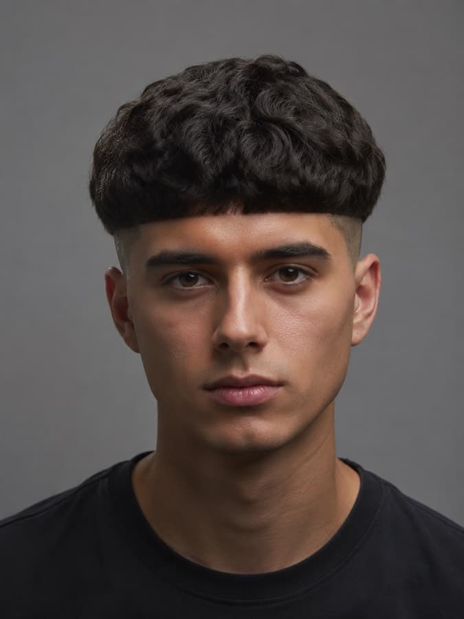 Bowl cut on wavy hair