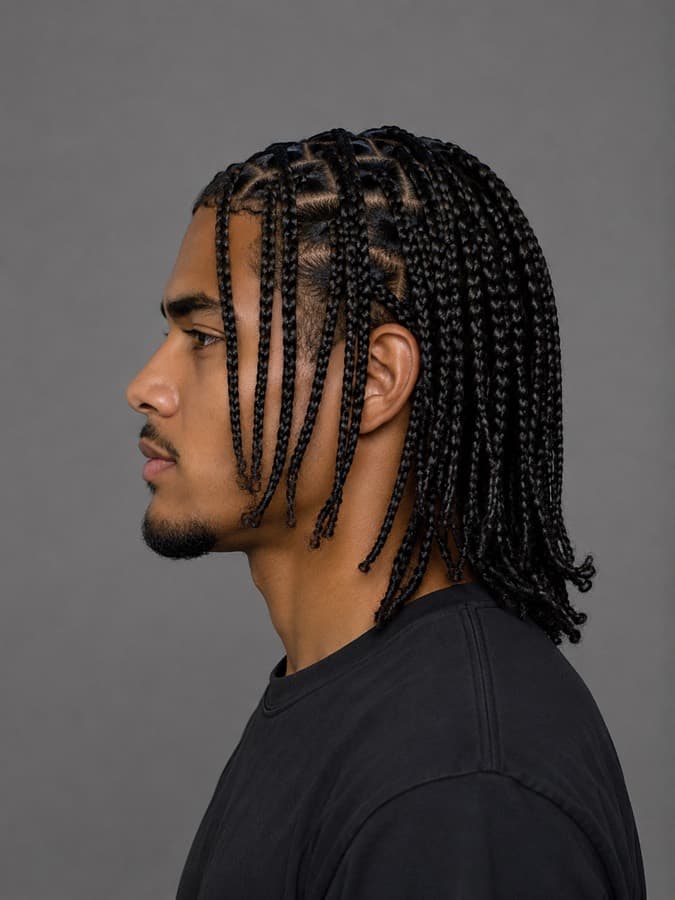 Box braids, side view