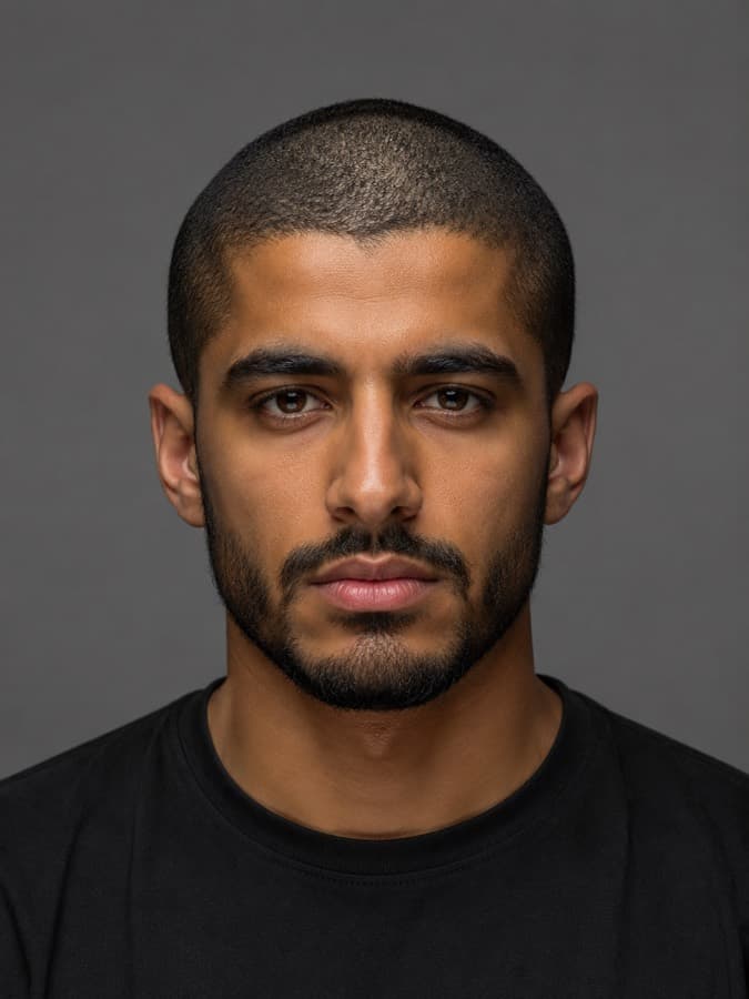 Buzz cut on coily hair