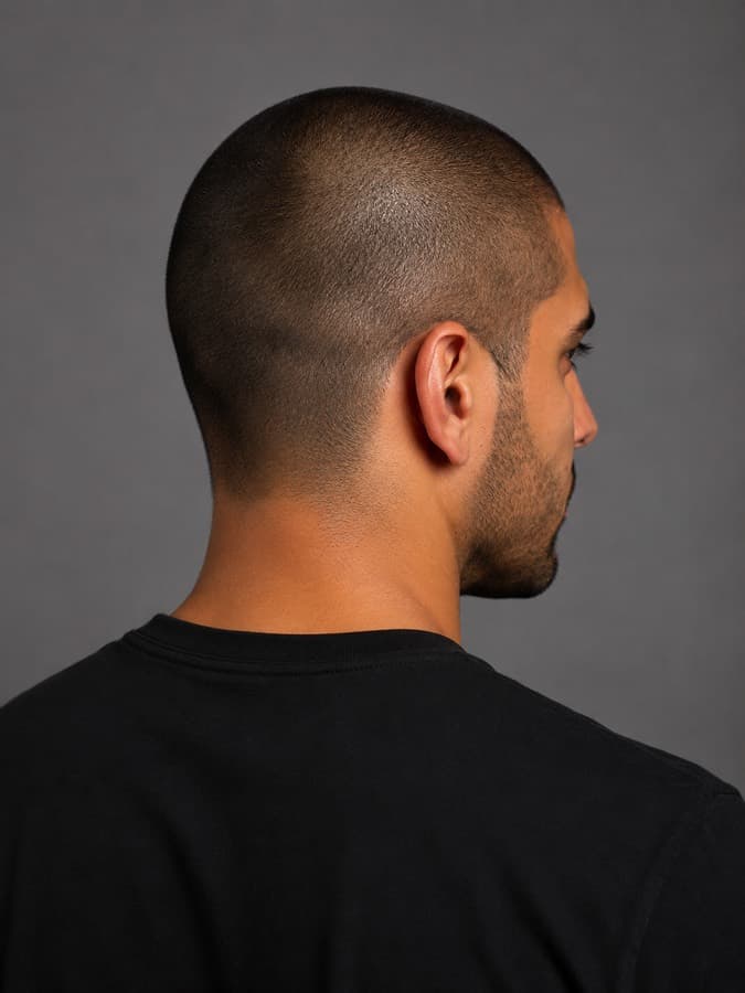 Buzz cut, back view