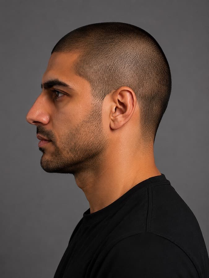 Buzz cut, side view
