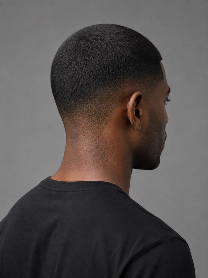Caesar cut, back view