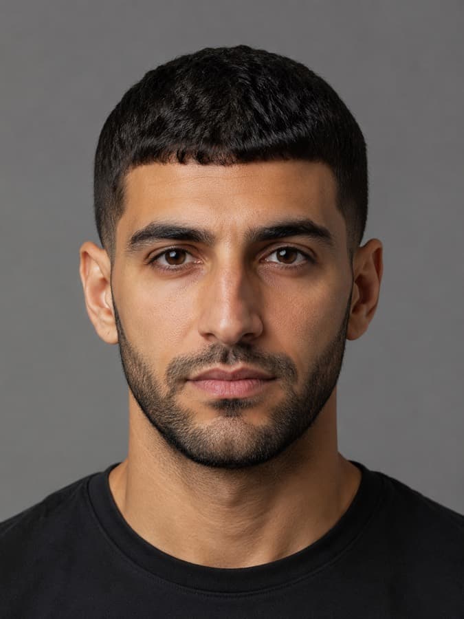 Caesar cut on wavy hair