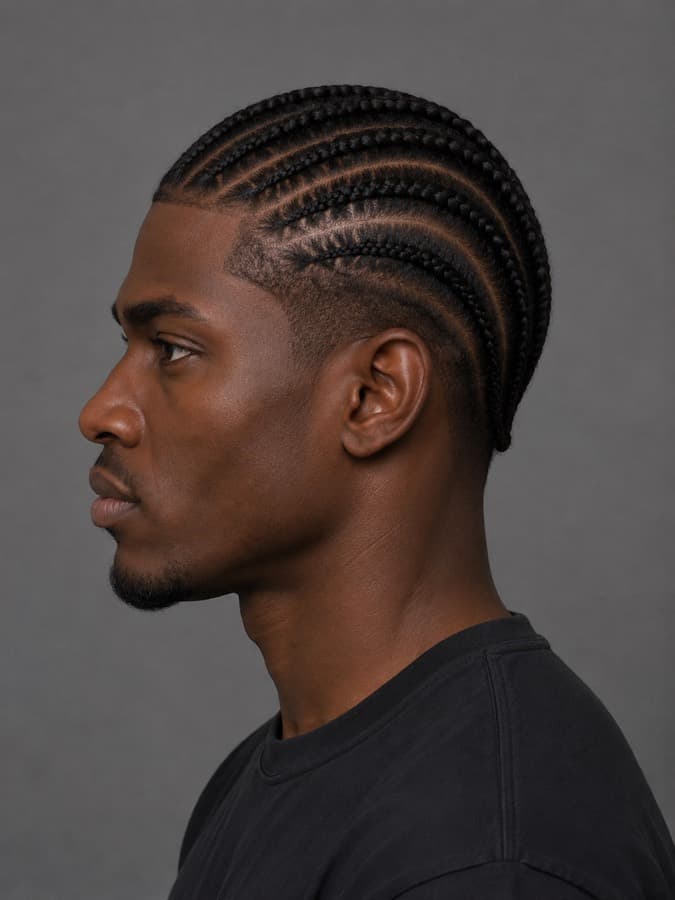 Cornrows, side view