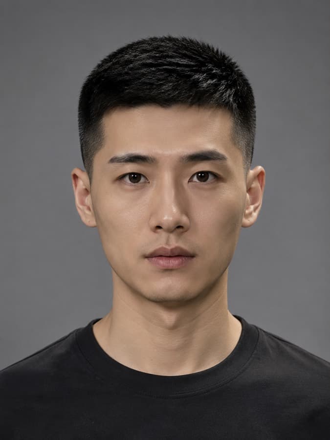 Crew cut — Short and tidy, a little length up front.