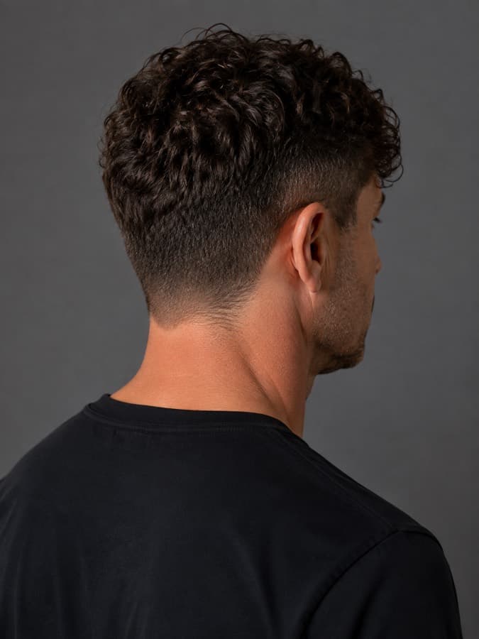 Curly fringe, back view