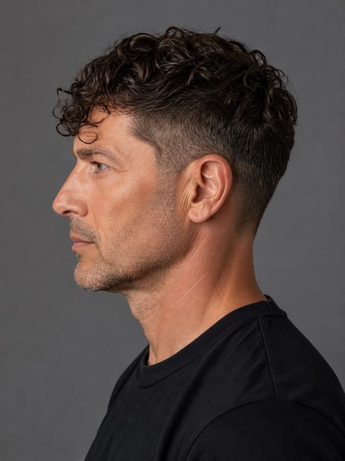 Curly fringe, side view