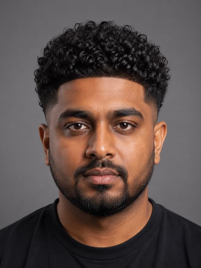Curly top with a fade on coily hair
