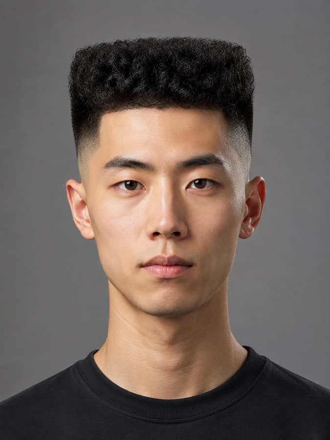 Flat top on curly hair
