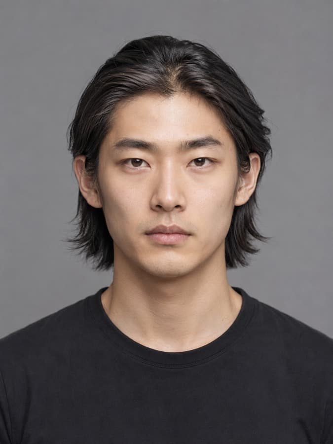 Flow — Grown out and swept back behind the ears.