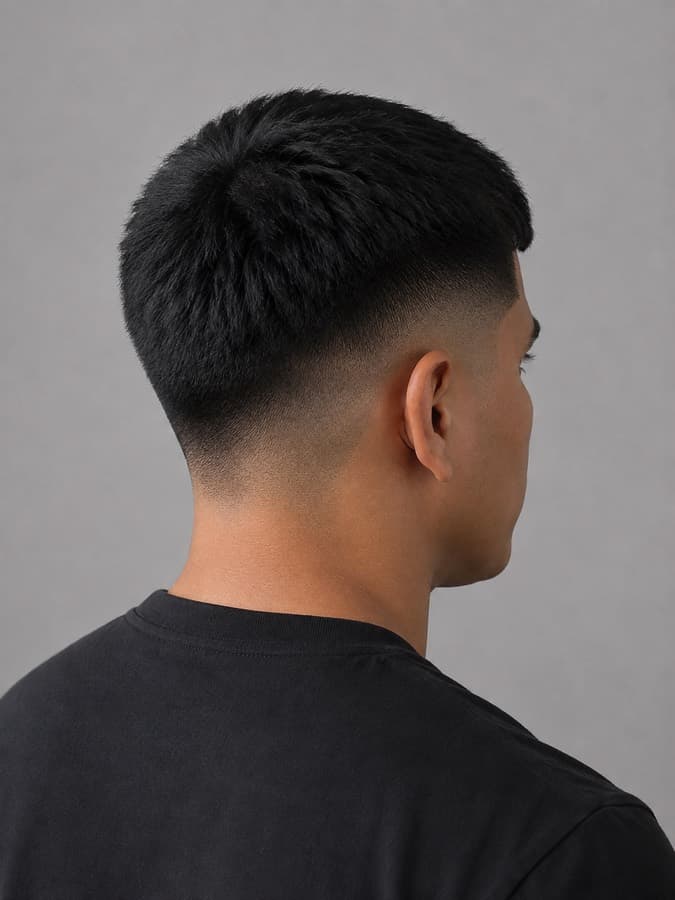 French crop, back view