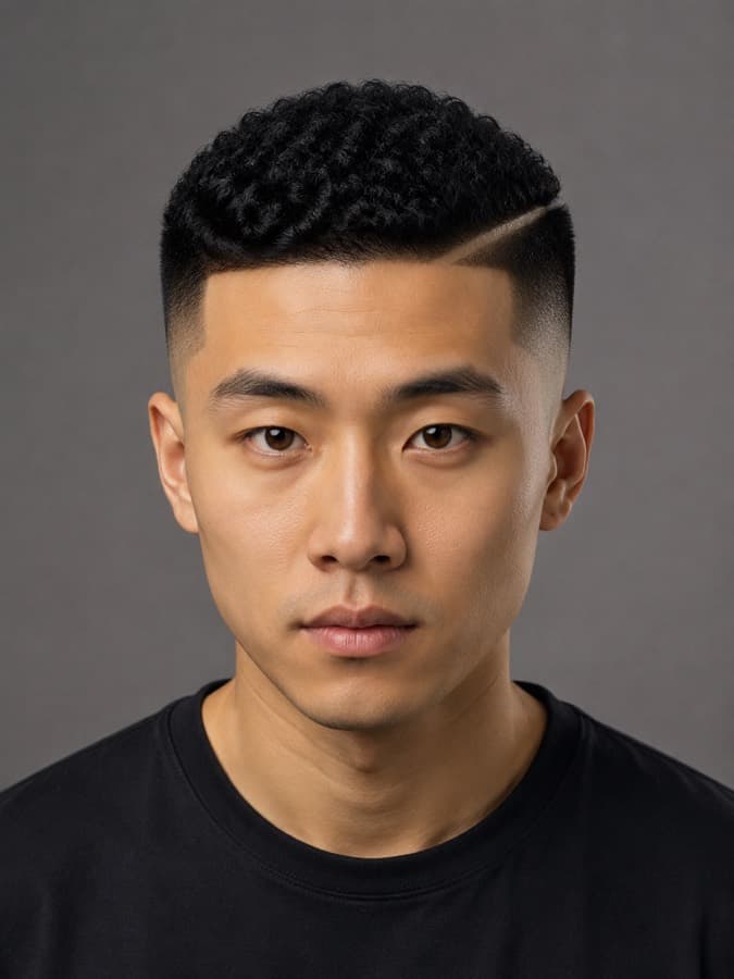 Hard part design on coily hair