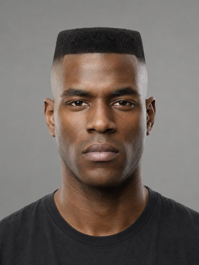 High and tight — Skin sides, a defined island on top.