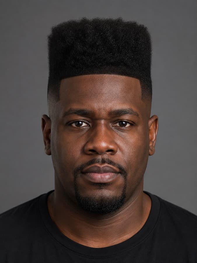 High top fade — Tall squared column of coil, sides to skin.