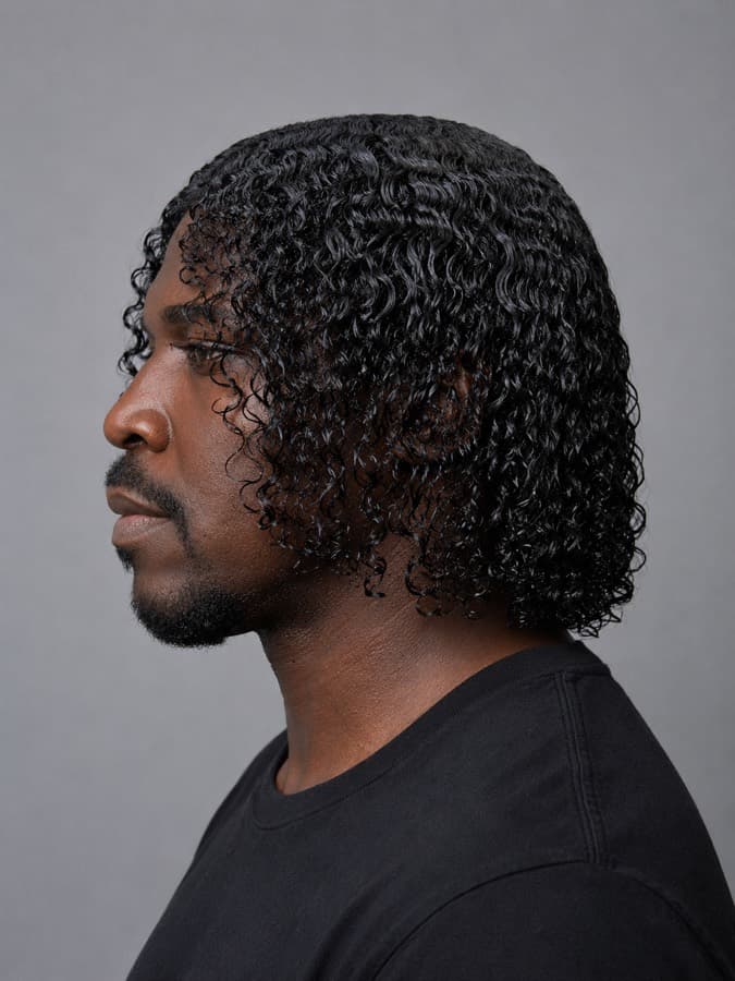 Jheri curl, side view
