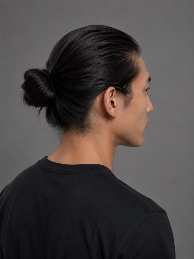 Man bun, back view