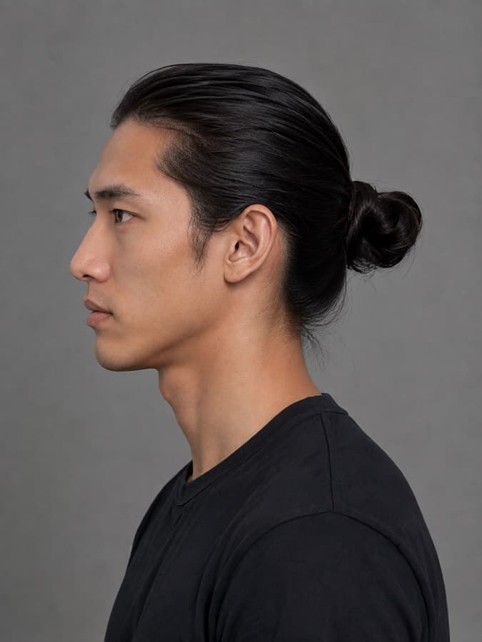 Man bun, side view