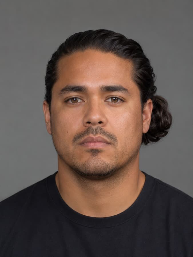 Man bun on wavy hair