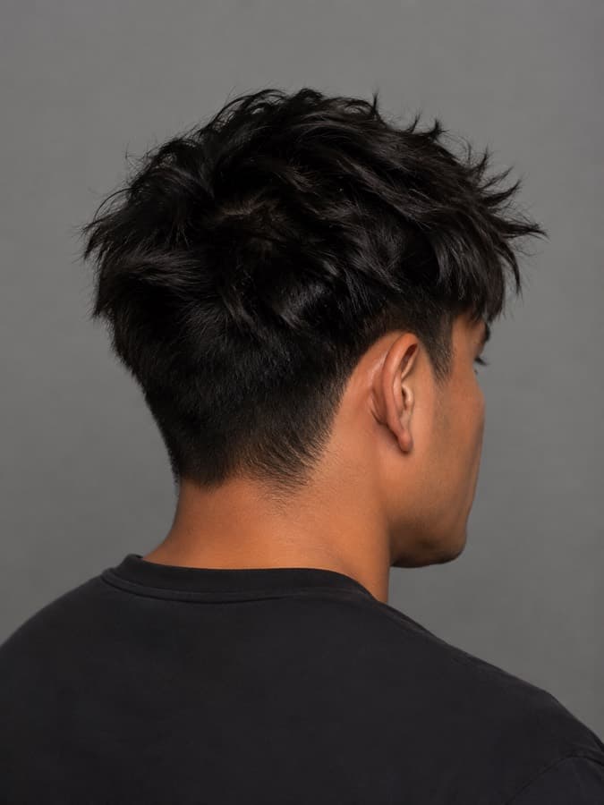 Messy textured, back view