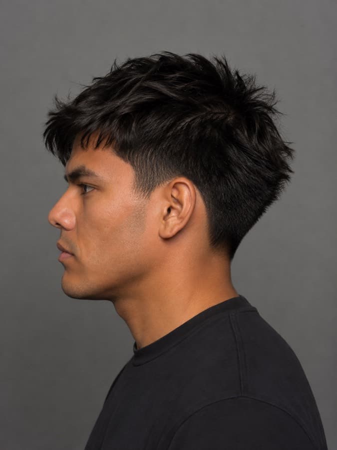 Messy textured, side view