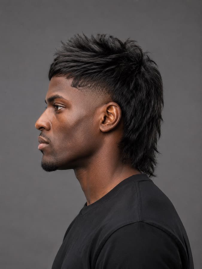 Modern mullet, side view