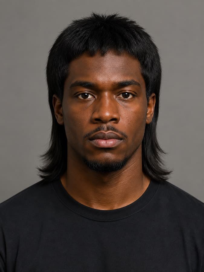 Mullet — Short at the front, long at the back.