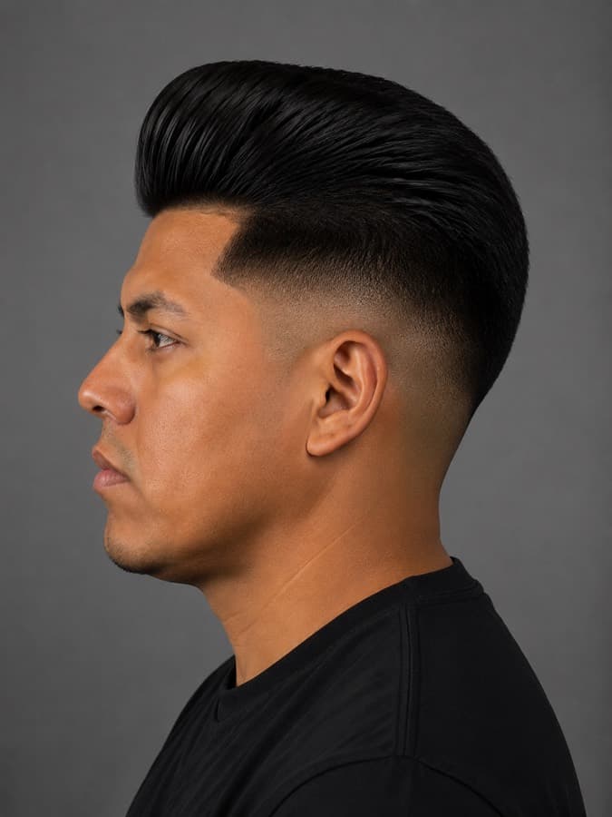 Pompadour, side view