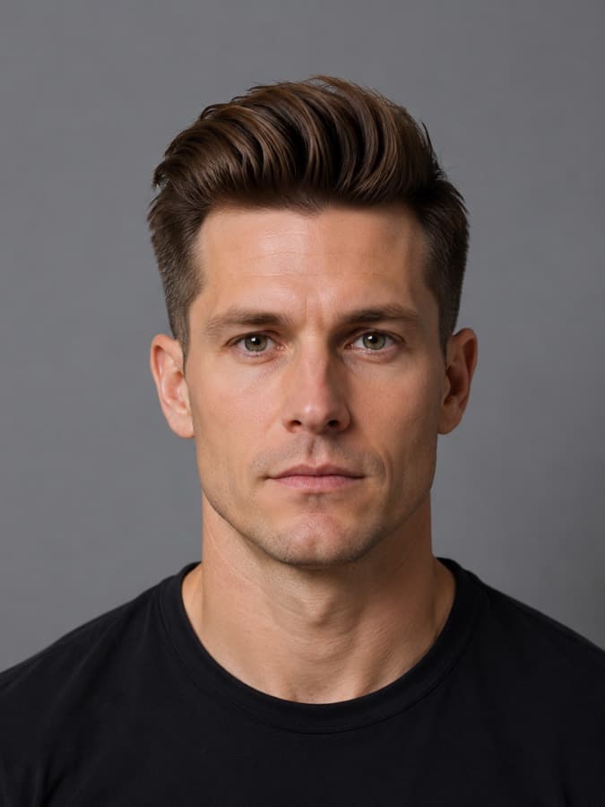 Quiff — Volume lifted up and back off the forehead.