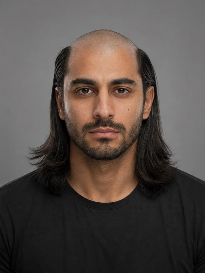 Skullet — Bald on top, long everywhere else.