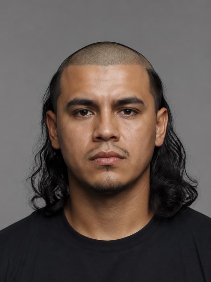 Skullet on wavy hair
