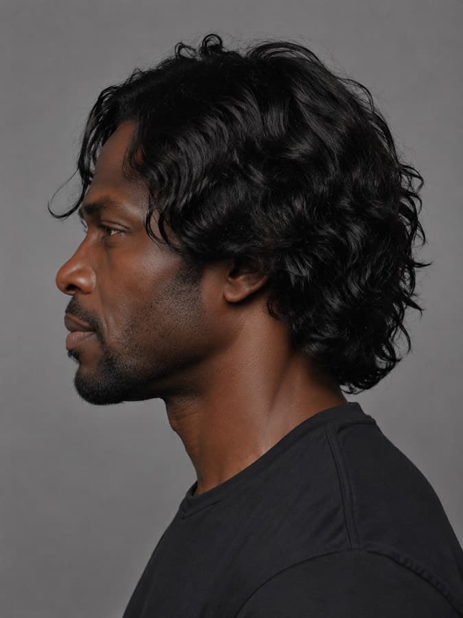 Surfer hair, side view