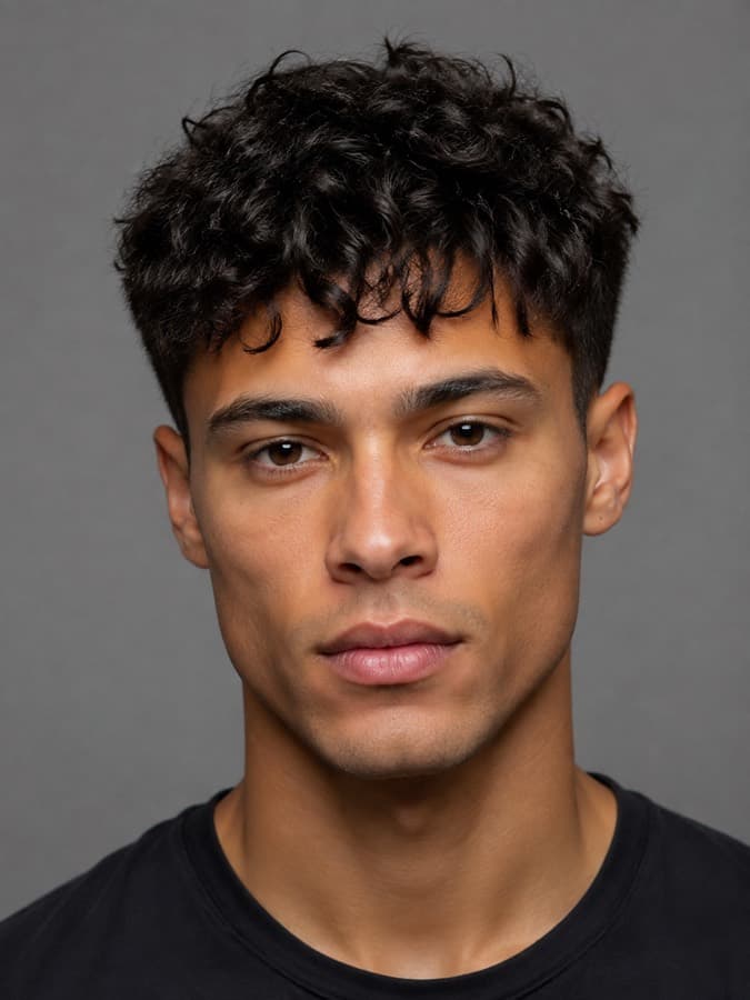 Textured crop on curly hair