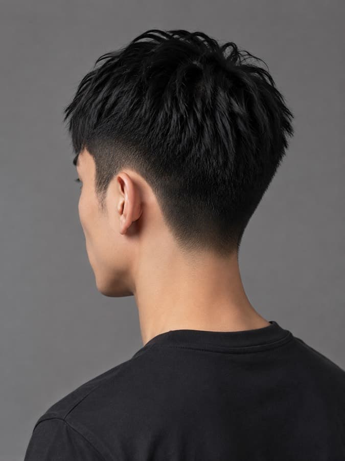 Textured crop, rear view