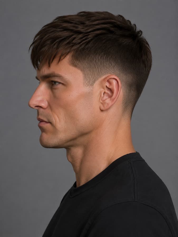 Textured fringe, side view
