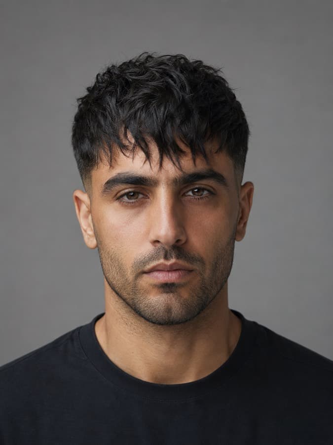 Textured fringe on wavy hair