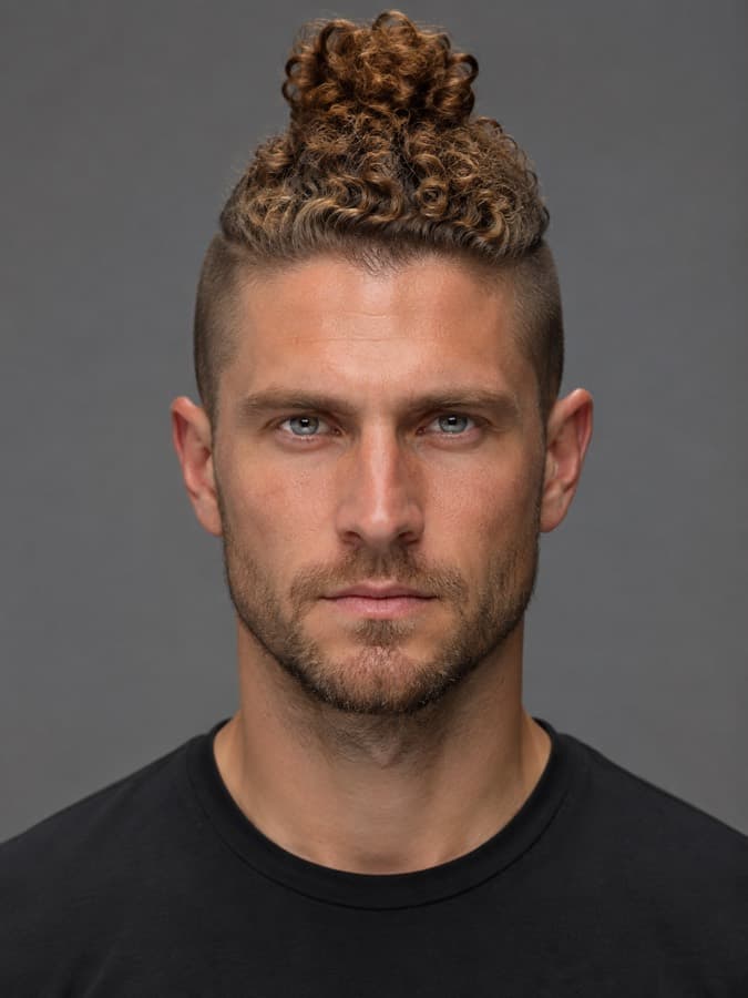 Top knot on curly hair