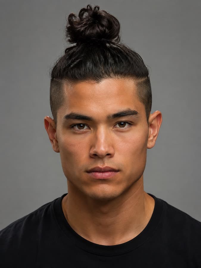 Top knot on wavy hair