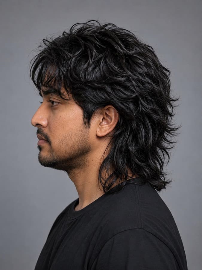 Wolf cut, side view